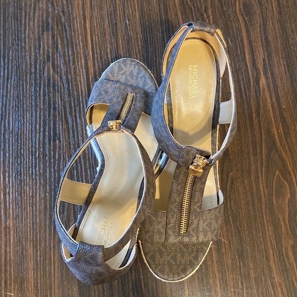 Michael Kors Brown Monogram Wedges - Picture 3 of 3